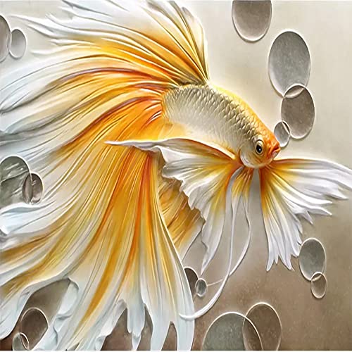 Amazon | LHGBGBLN 壁装3D三次元金エンボス金魚写真壁紙ロール